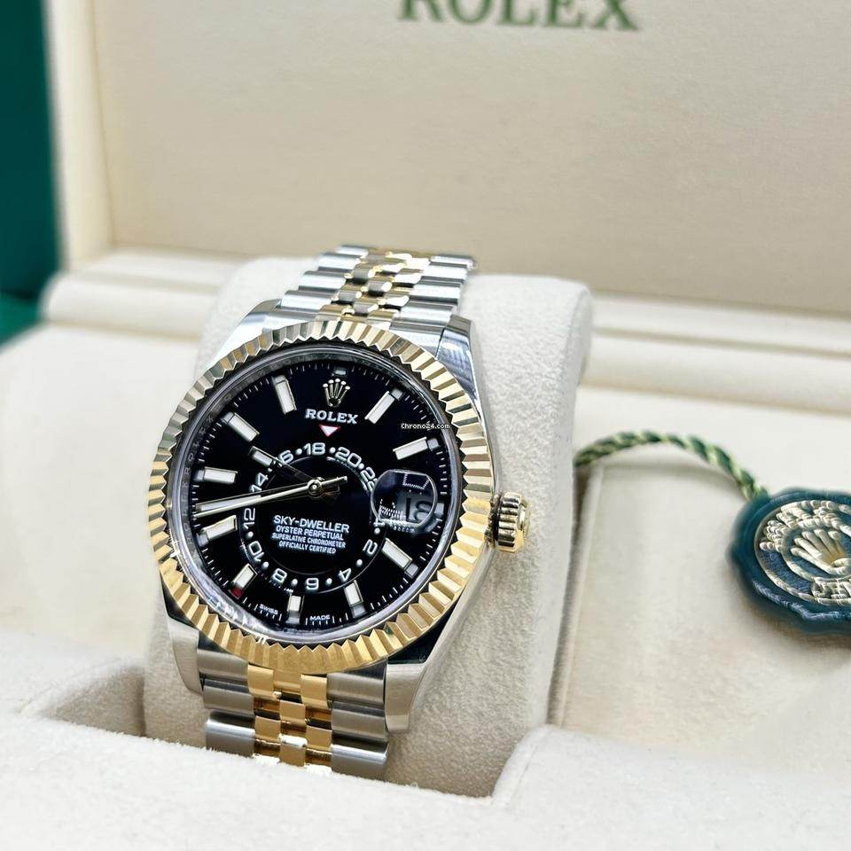 Rolex Sky-Dweller Black Dial Gold Two Tone Jubilee 42mm - Amoda