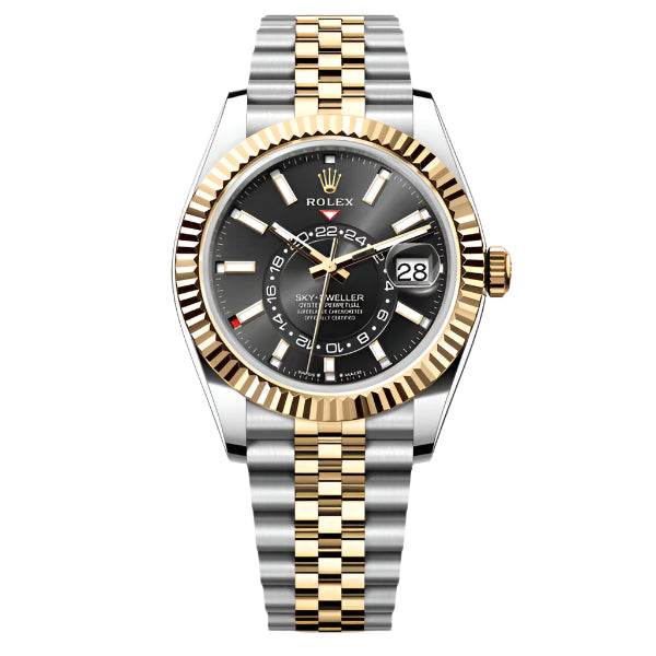 Rolex Sky-Dweller Black Dial Gold Two Tone Jubilee 42mm - Amoda