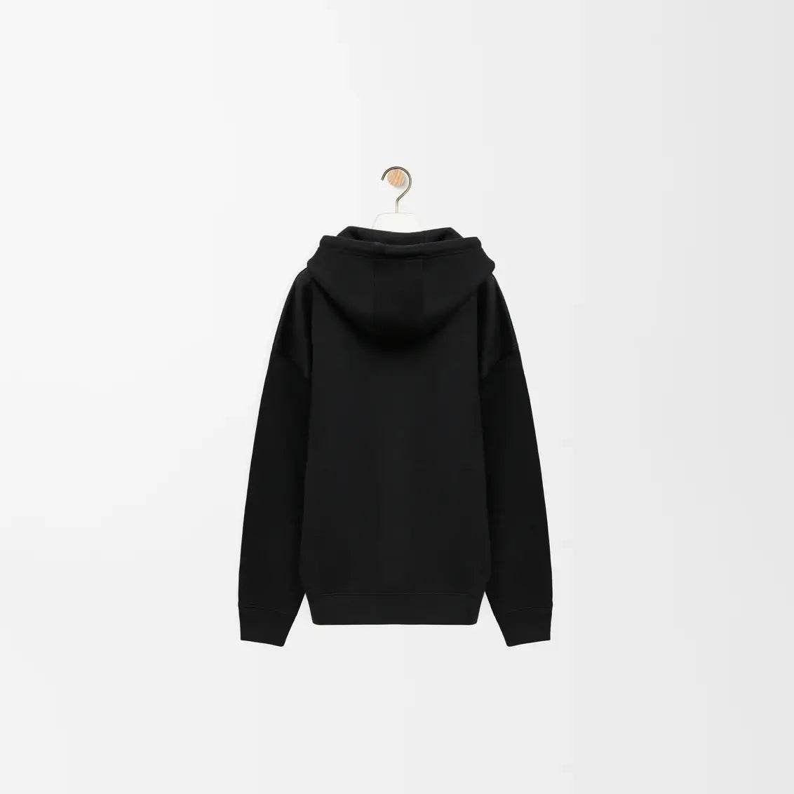 Loewe loop back cotton fleece hoodie Black - Amoda