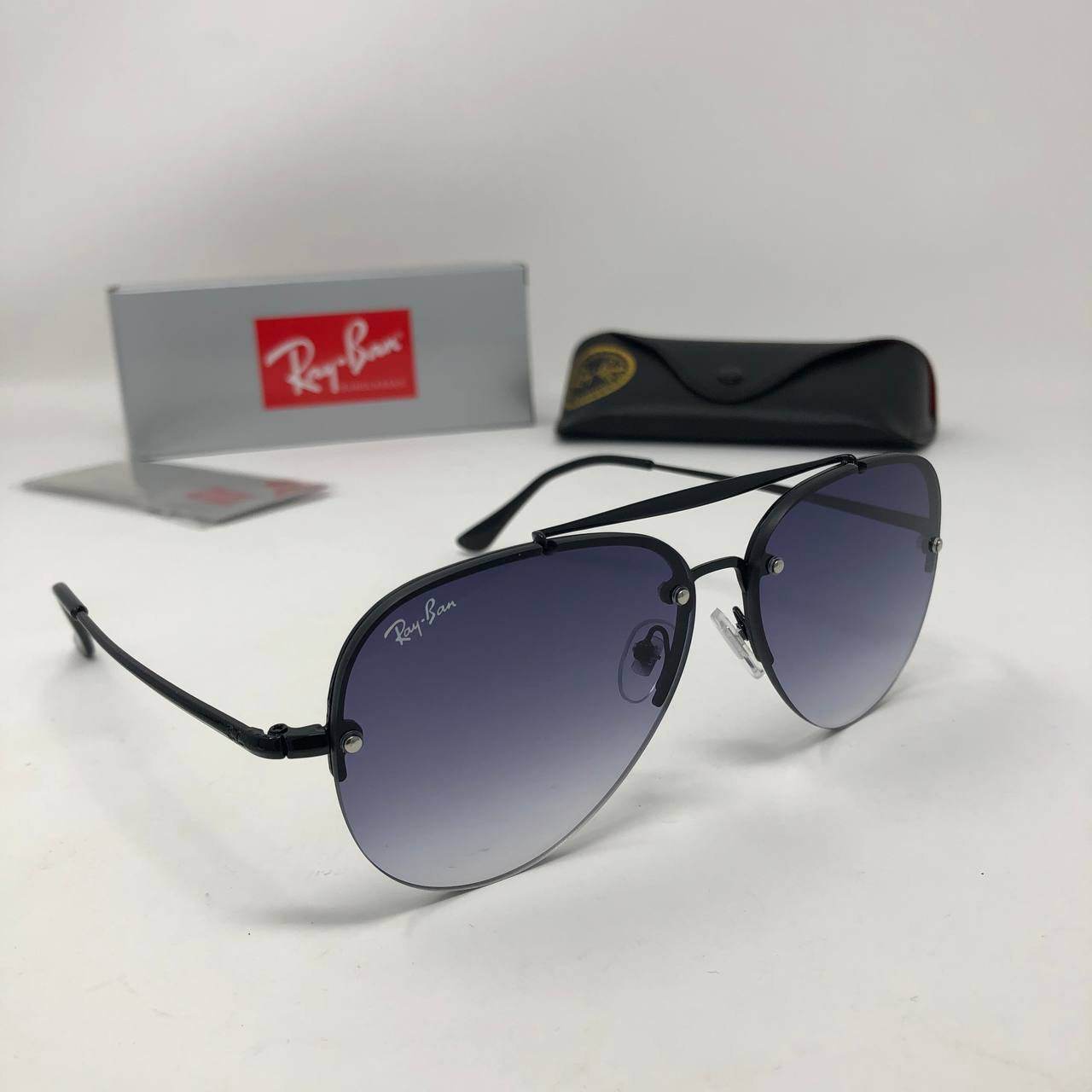 Ray Ban Aviator in Black & Blue lens - Amoda