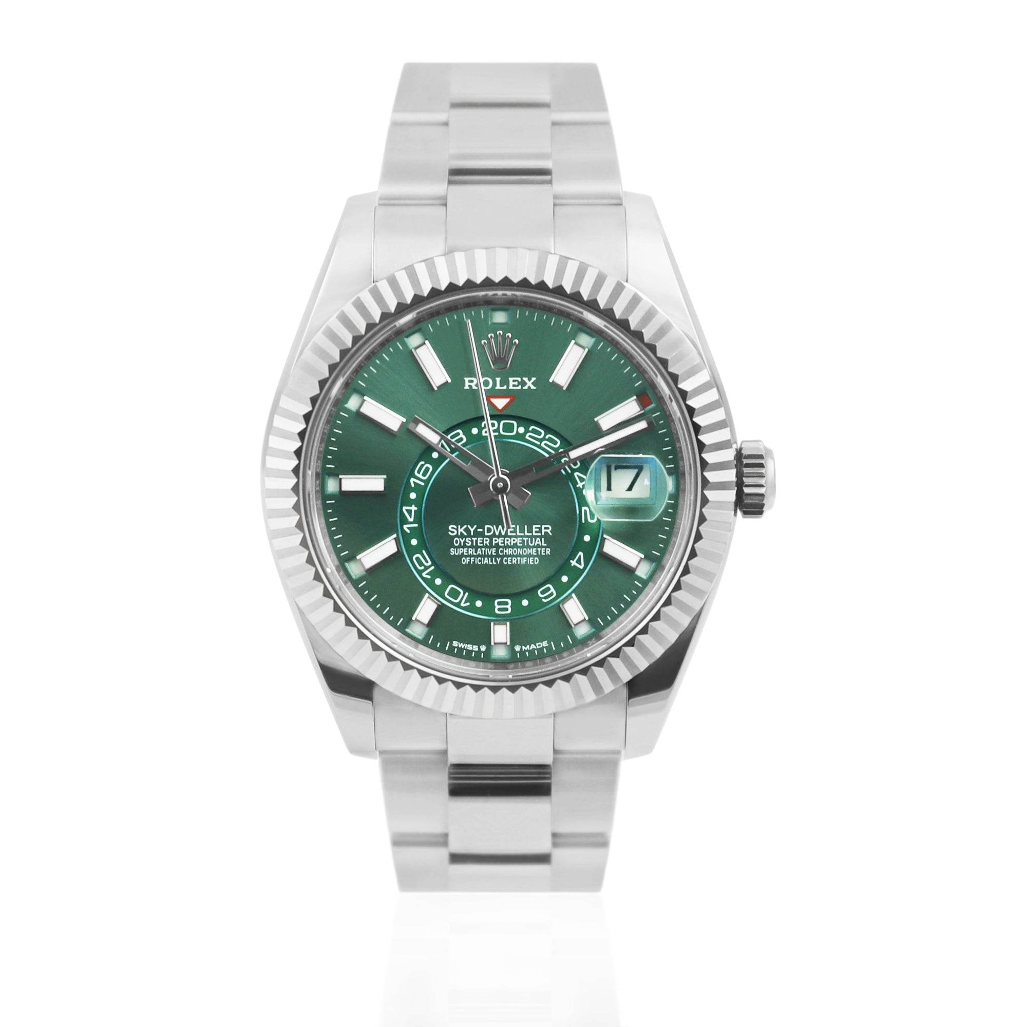 Rolex Sky-Dweller, Green, Oyster Steel Bracelet - Amoda