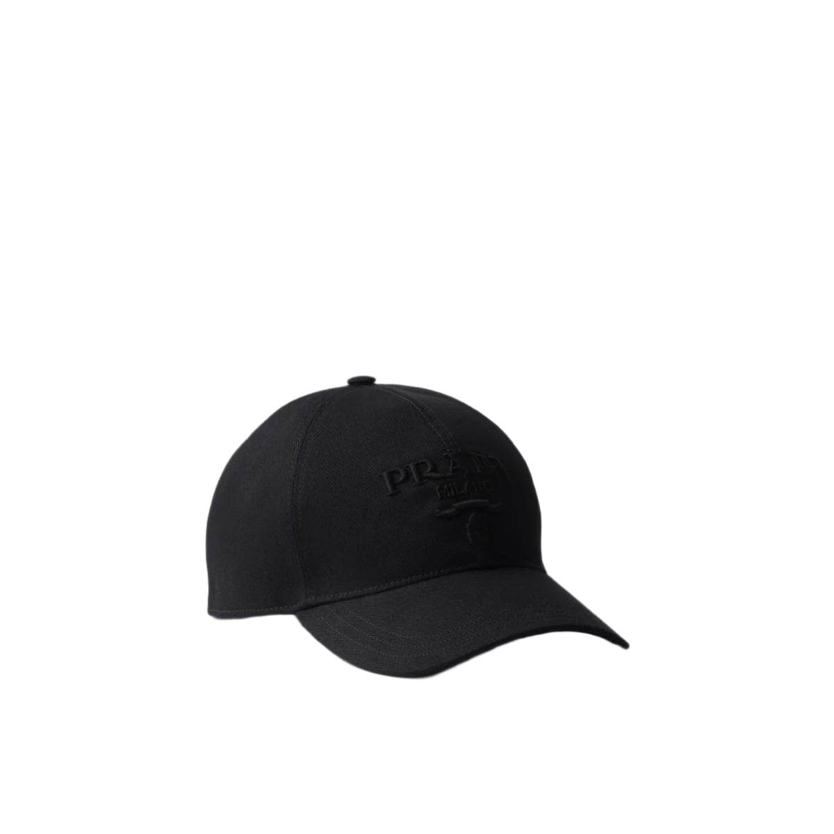 Prada cotton drill all black baseball cap - Amoda