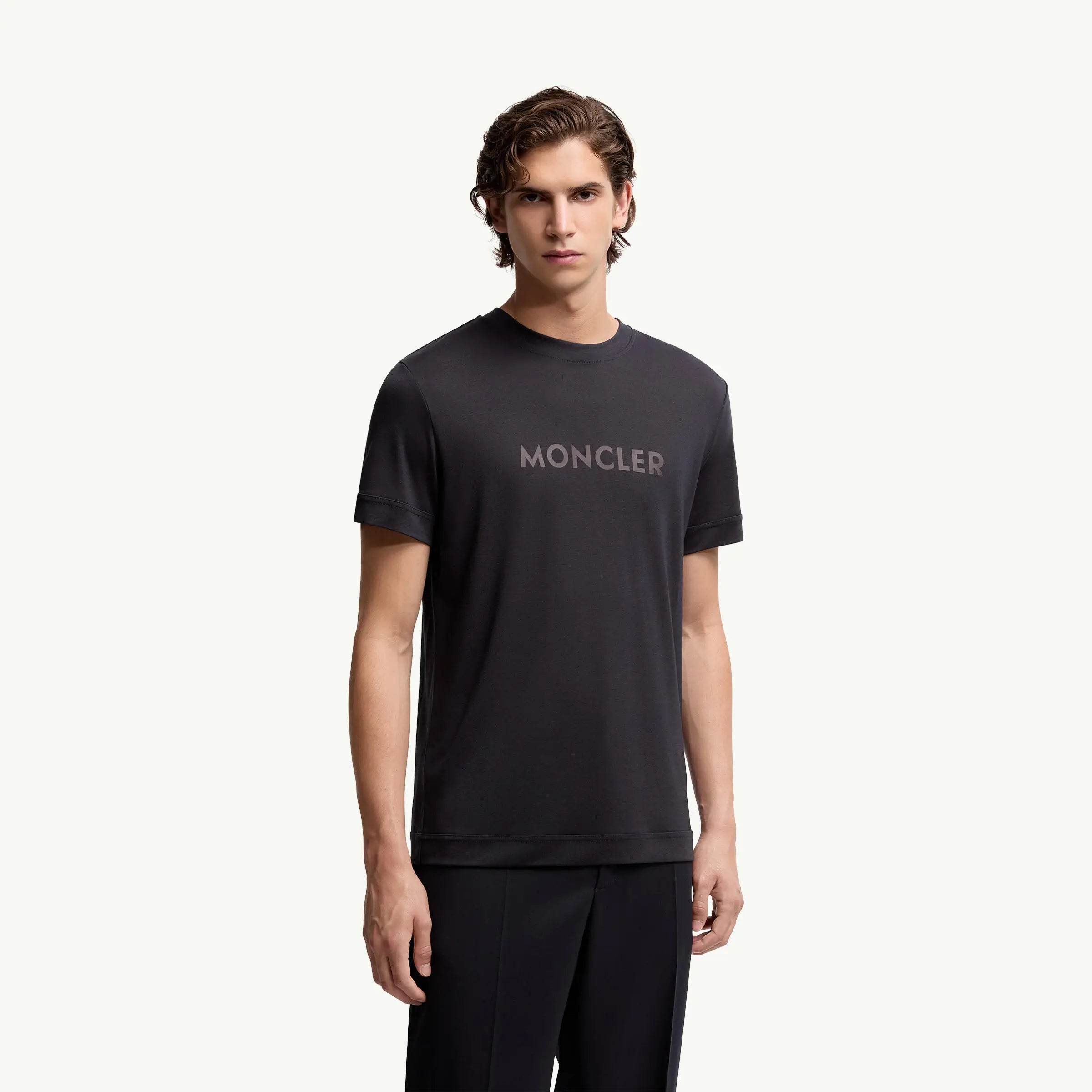 Moncler cotton T shirt Black, with black Badge on left Arm - Amoda