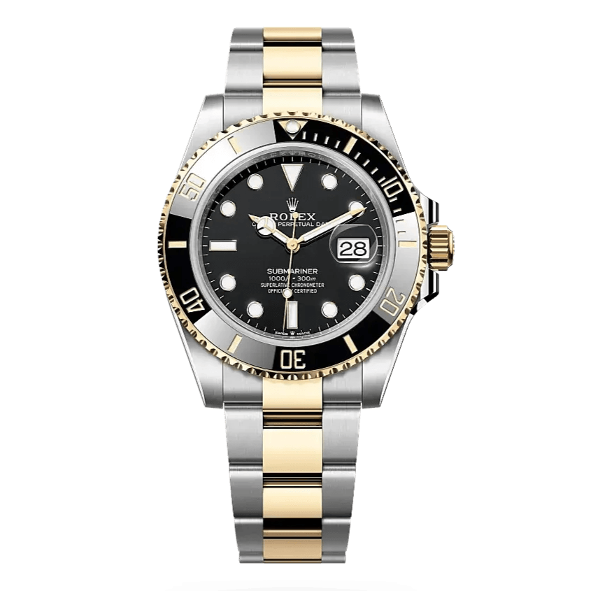 Rolex Submariner Date Gold Oyster Bracelet with Black Bezel - Amoda