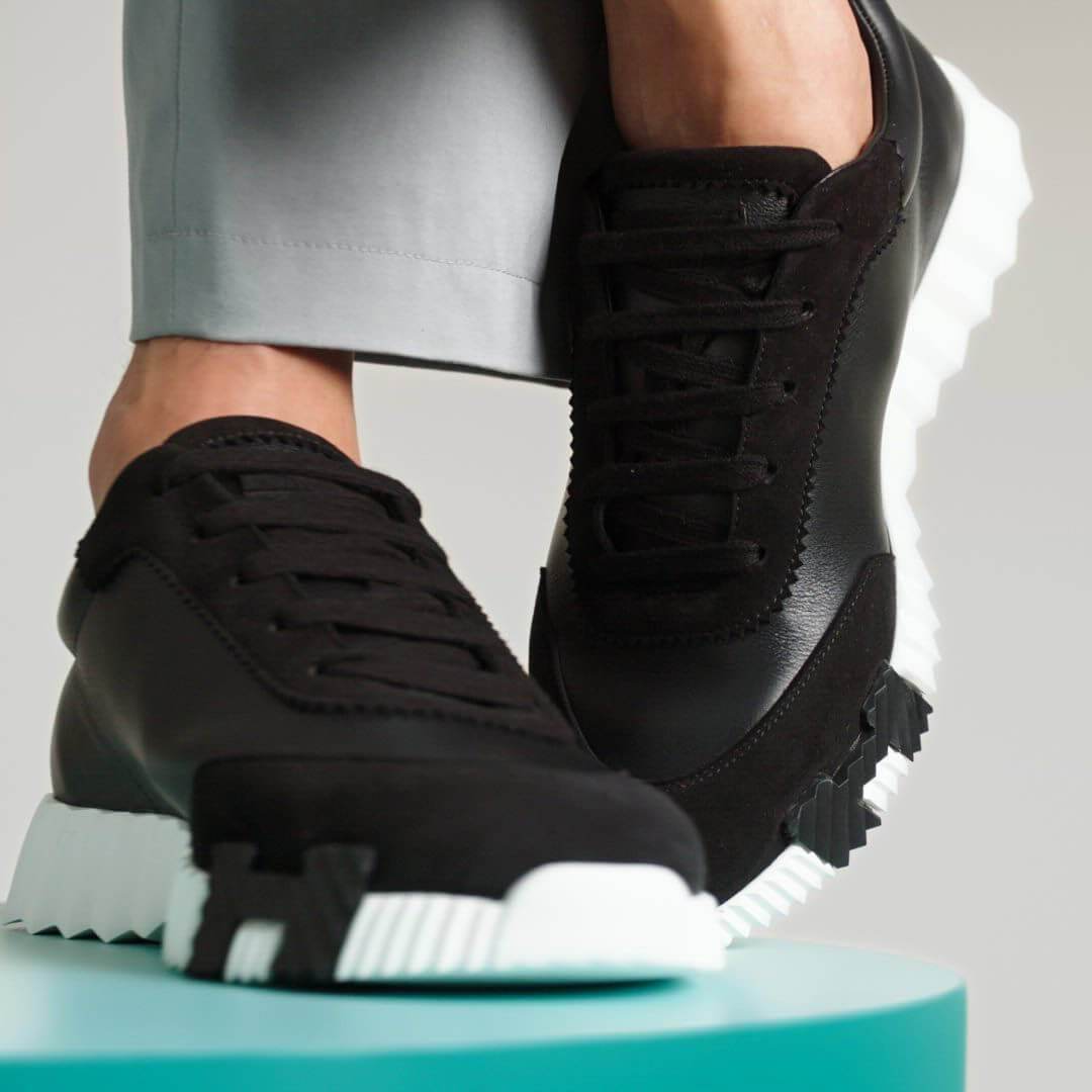 Hermes black Bouncing Sneakers with Black H on sole - Amoda