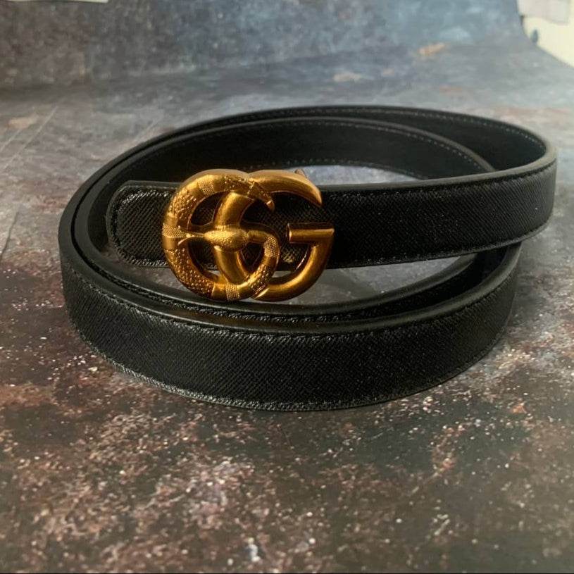 Gucci with GG leather belt with snake motif - Amoda