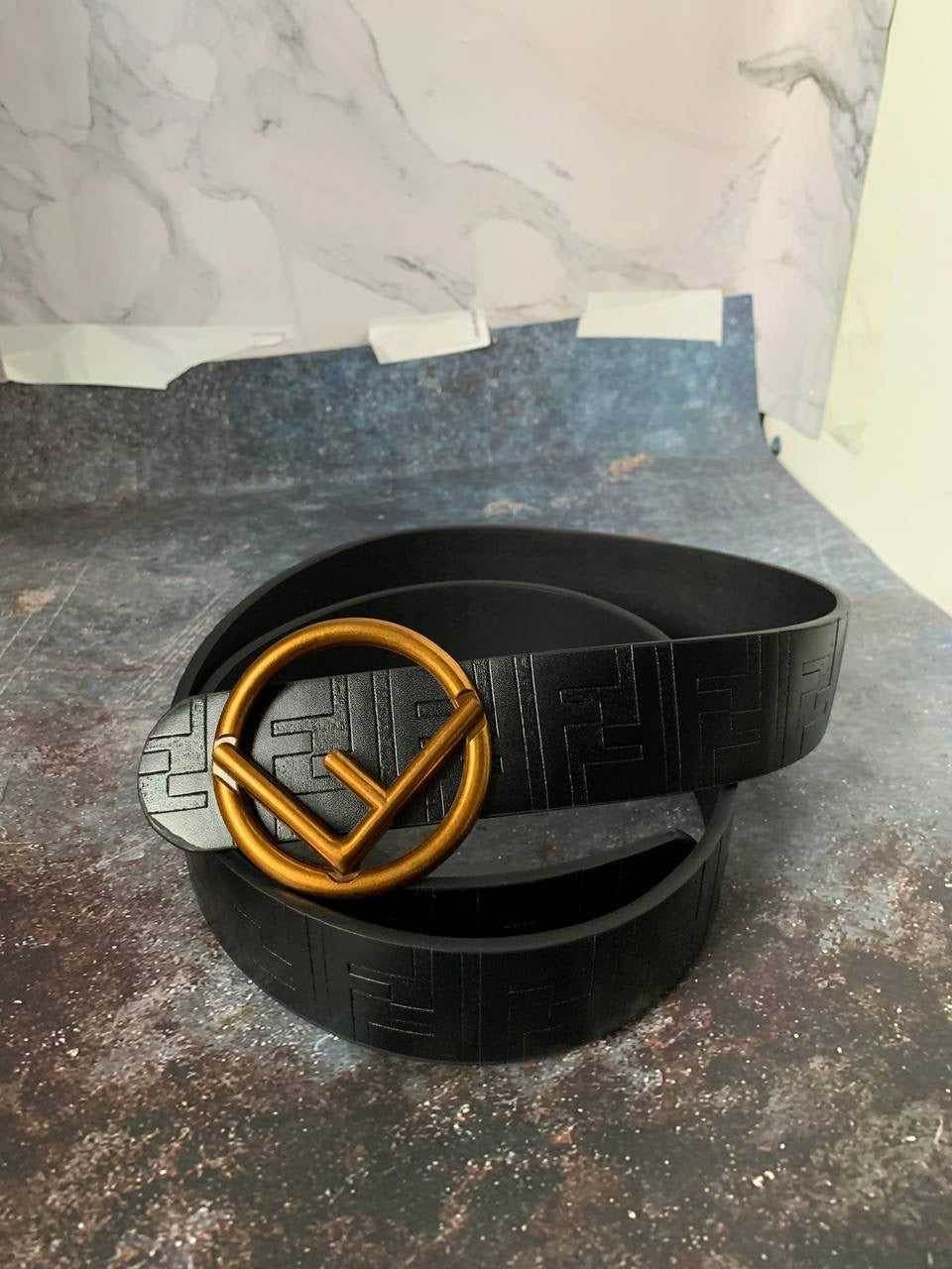Gold toned Iconic Reversible FF logo Buckle - Amoda