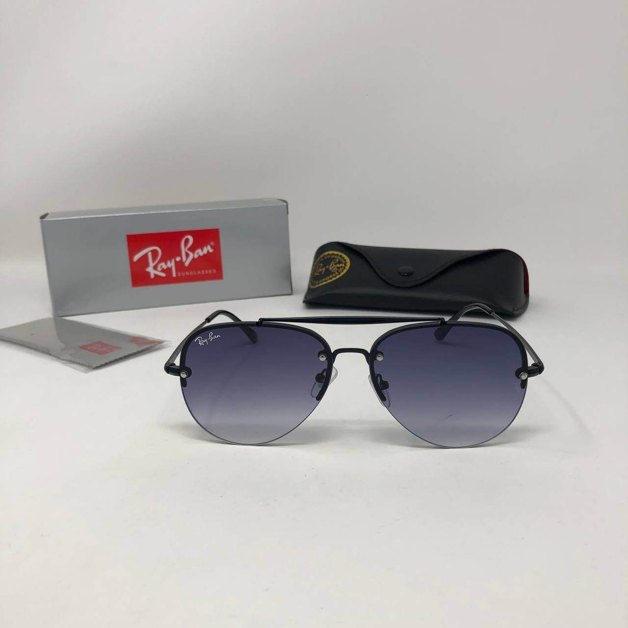 Ray Ban Aviator in Black & Blue lens - Amoda