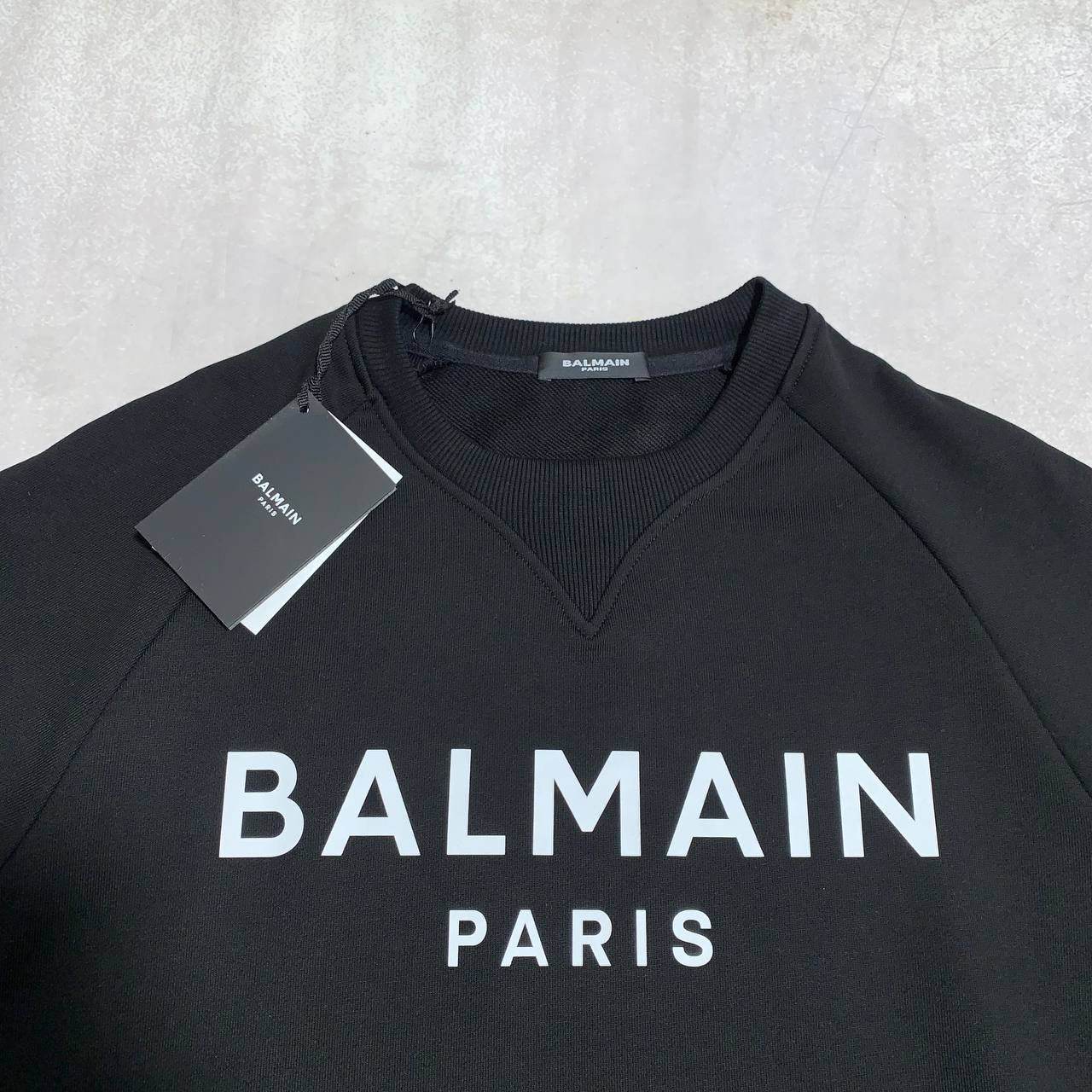 Cotton printed Balmain logo sweatshirt black - Amoda