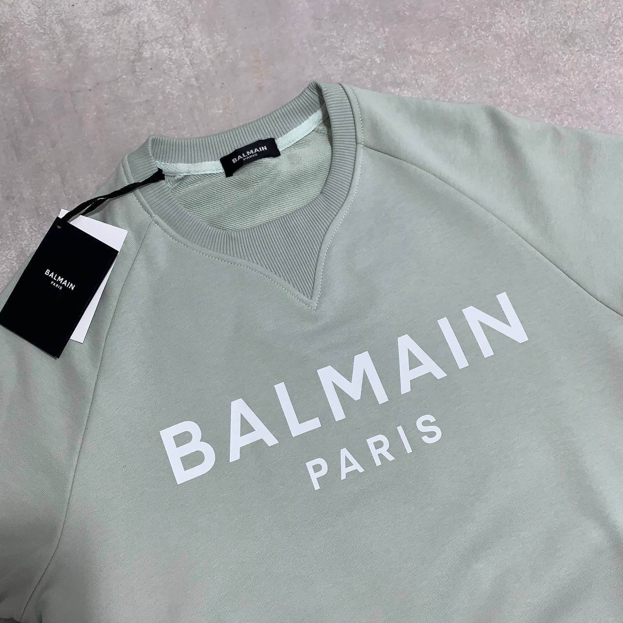 Cotton printed Balmain logo sweatshirt Grey - Amoda