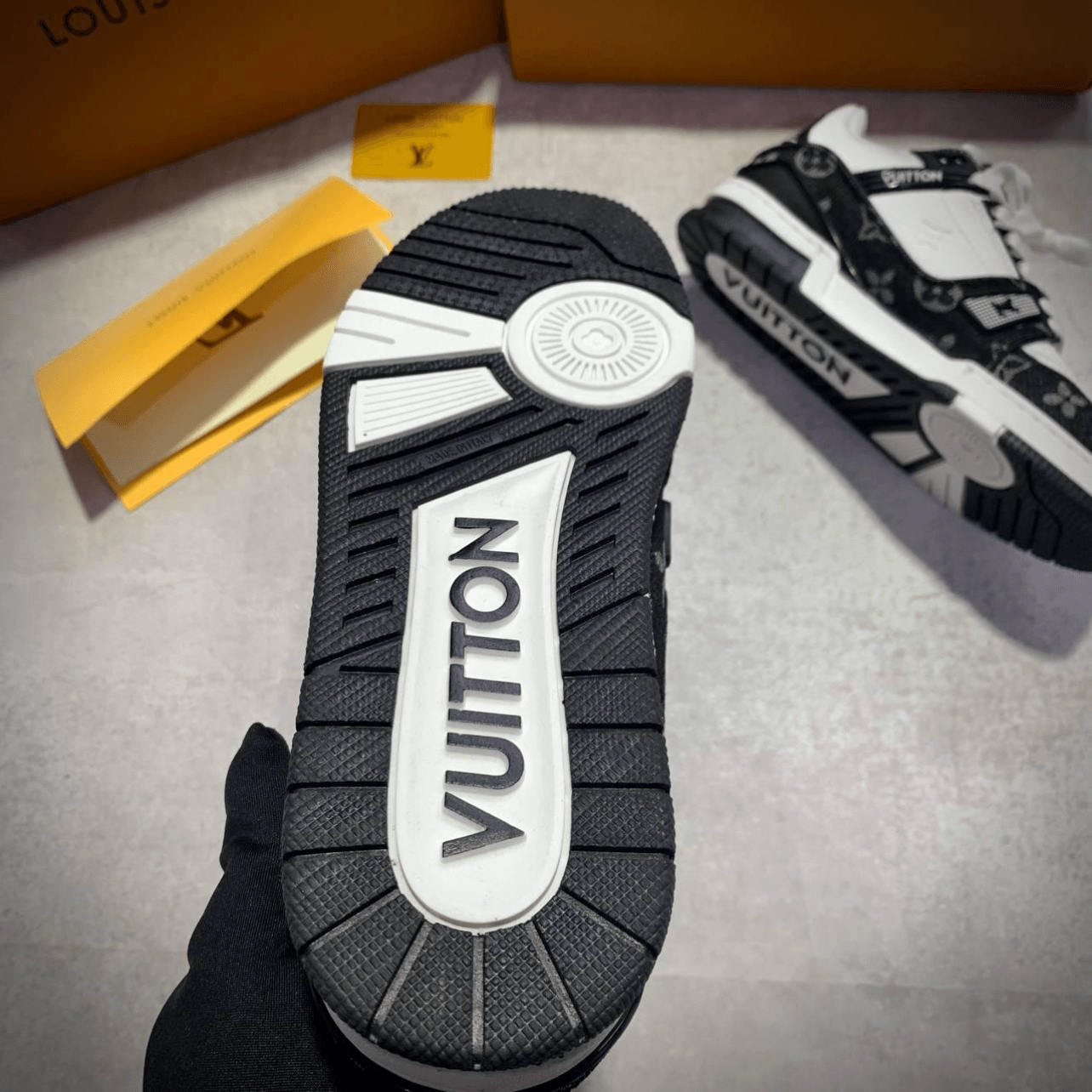 LV Monogram Black & White Sneakers - Amoda