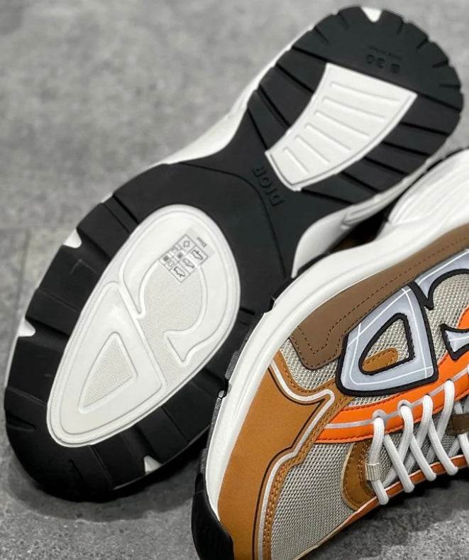 CD B30 Anthracite Brown/Orange Mesh & Technical Fabric Reflective Sneakers - Amoda