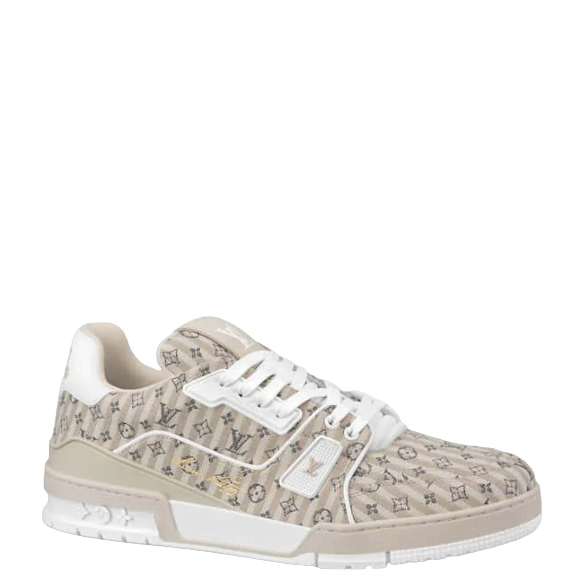 LV Beige Stripe Monogram Sneakers - Amoda