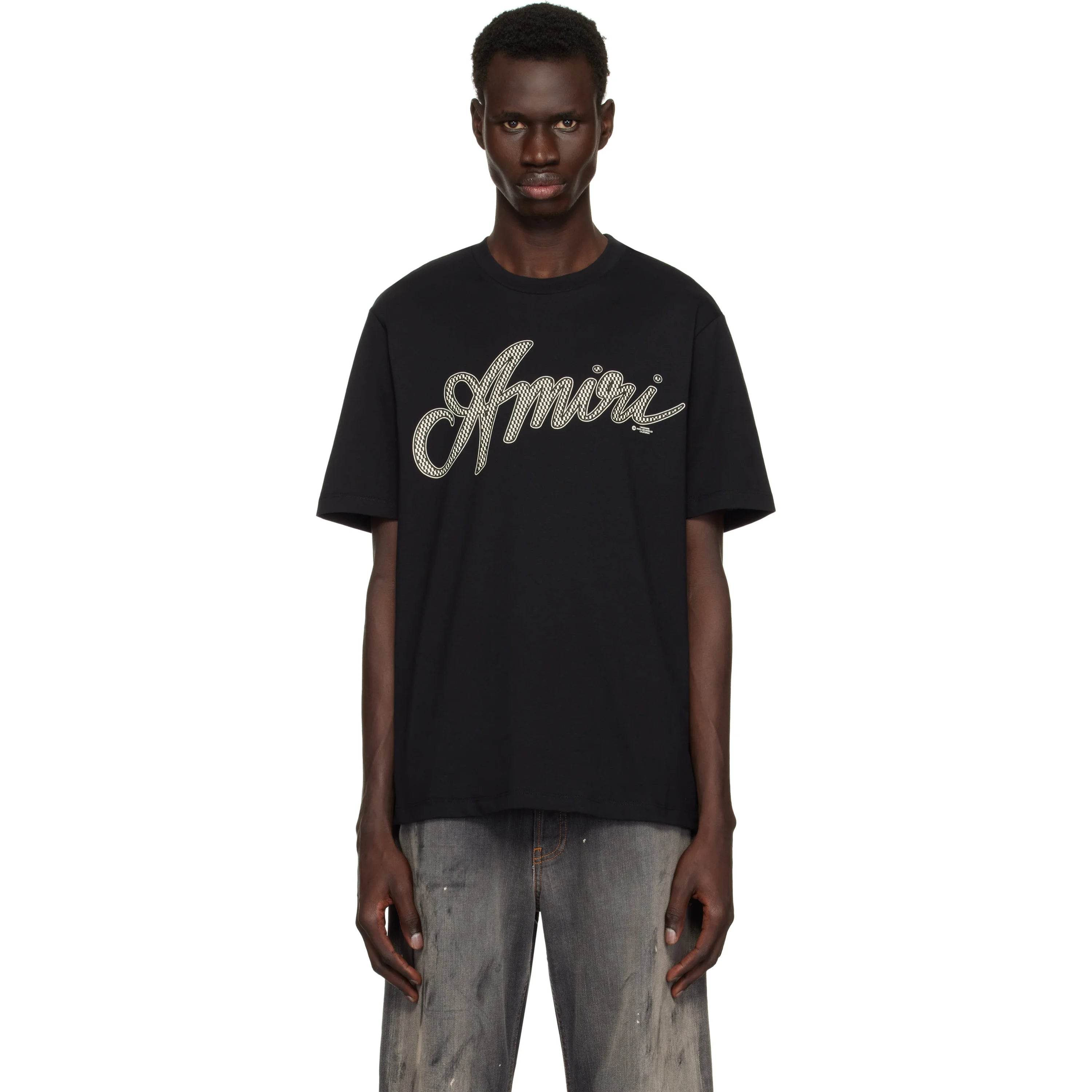 Amiri Cotton script T shirt in Black & White - Amoda