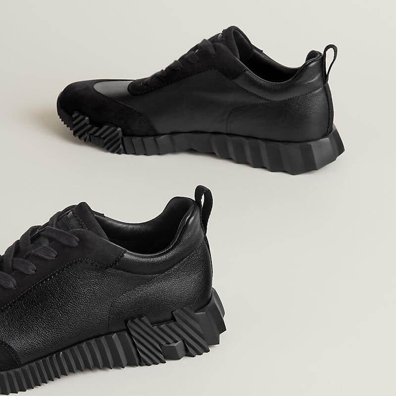 Hermes Black Bouncing Sneakers with Black H on sole - Amoda