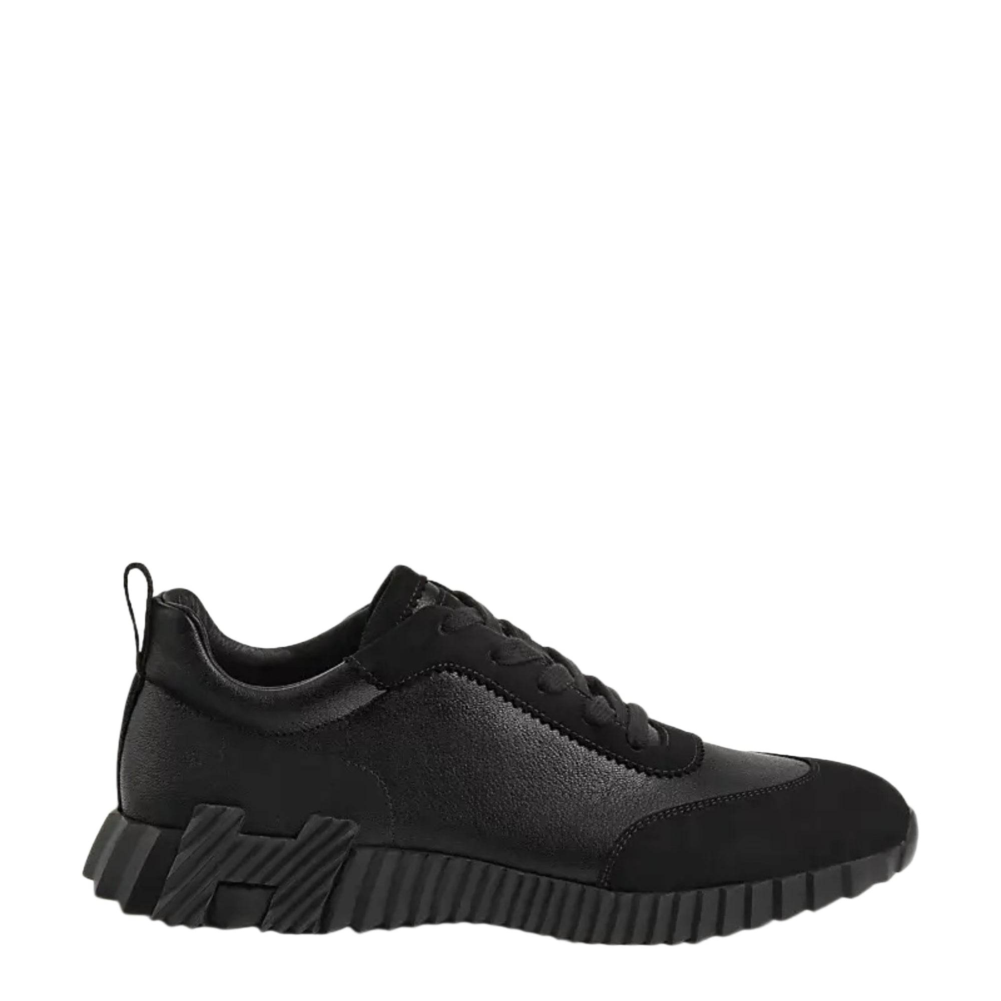 Hermes Black Bouncing Sneakers with Black H on sole - Amoda