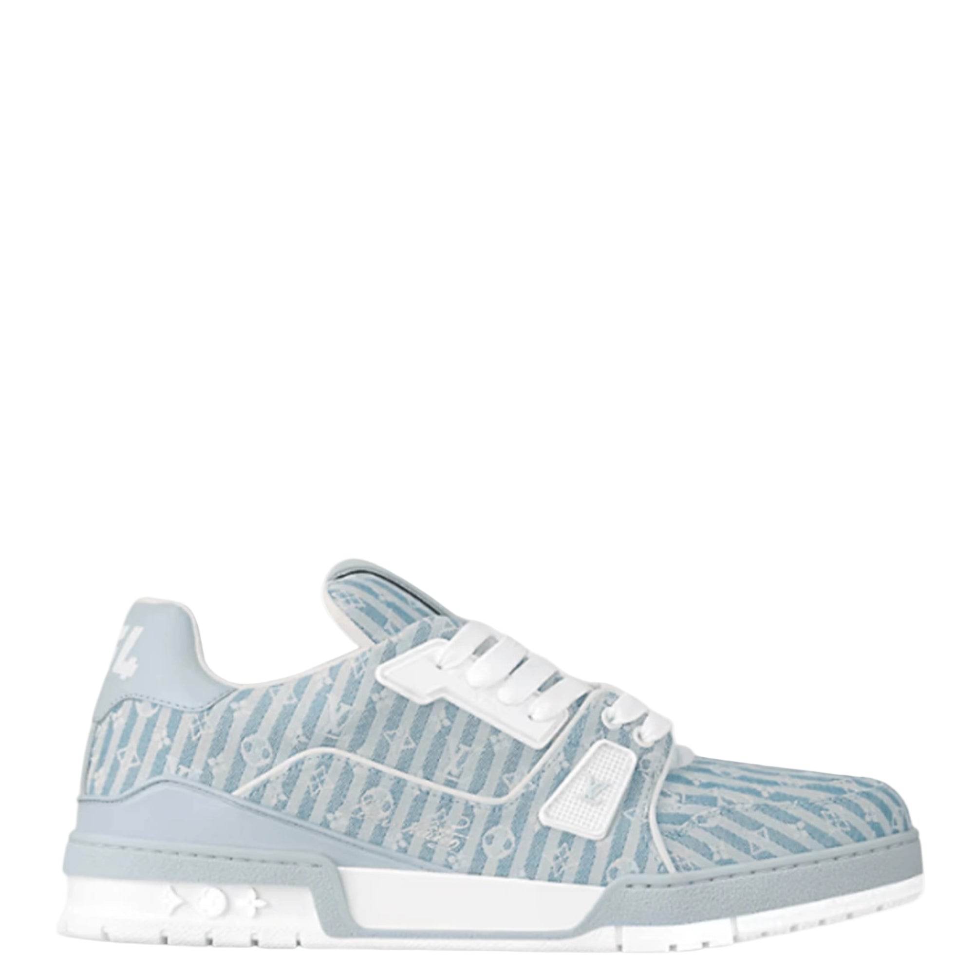 LV Blue/Grey Stripe Monogram Low Sneakers - Amoda