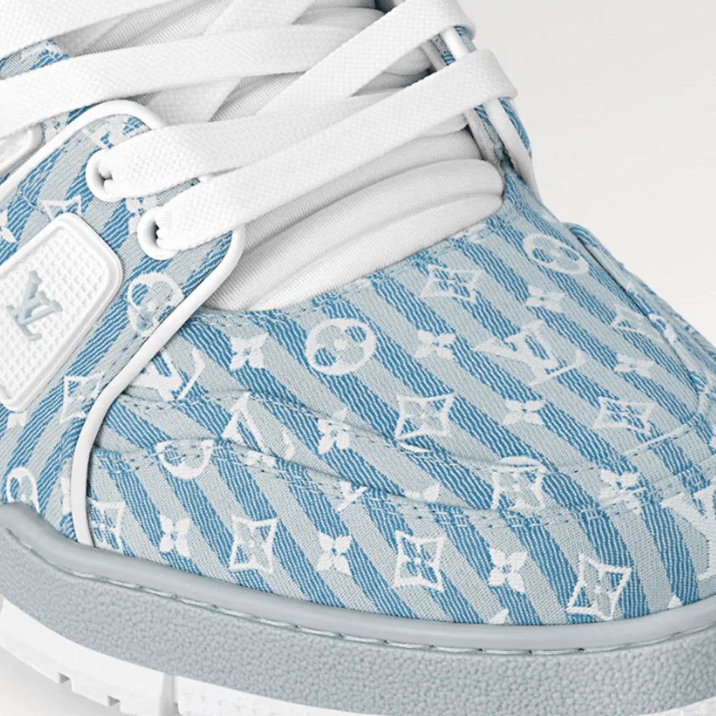 LV Blue/Grey Stripe Monogram Low Sneakers - Amoda
