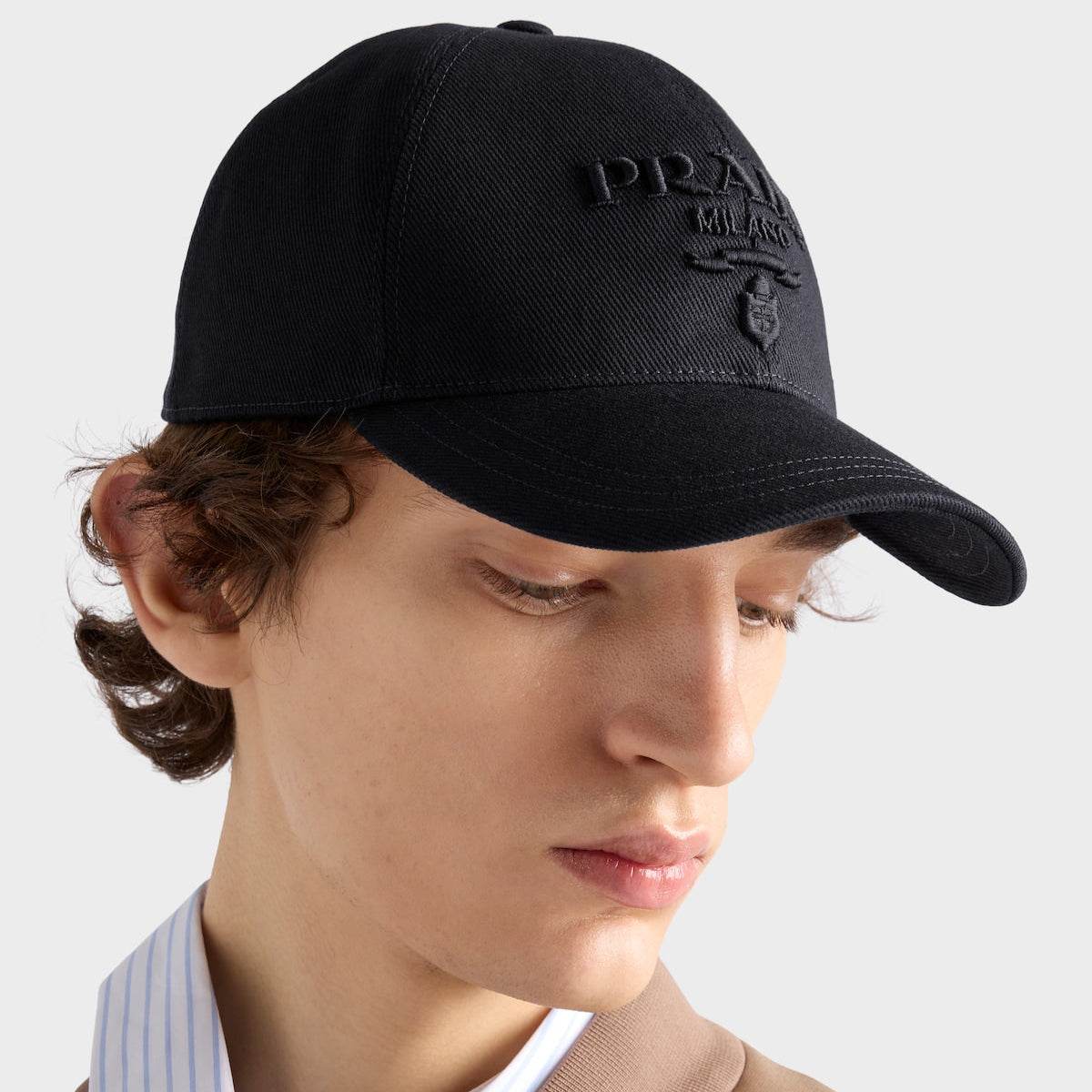 Prada cotton drill all black baseball cap - Amoda