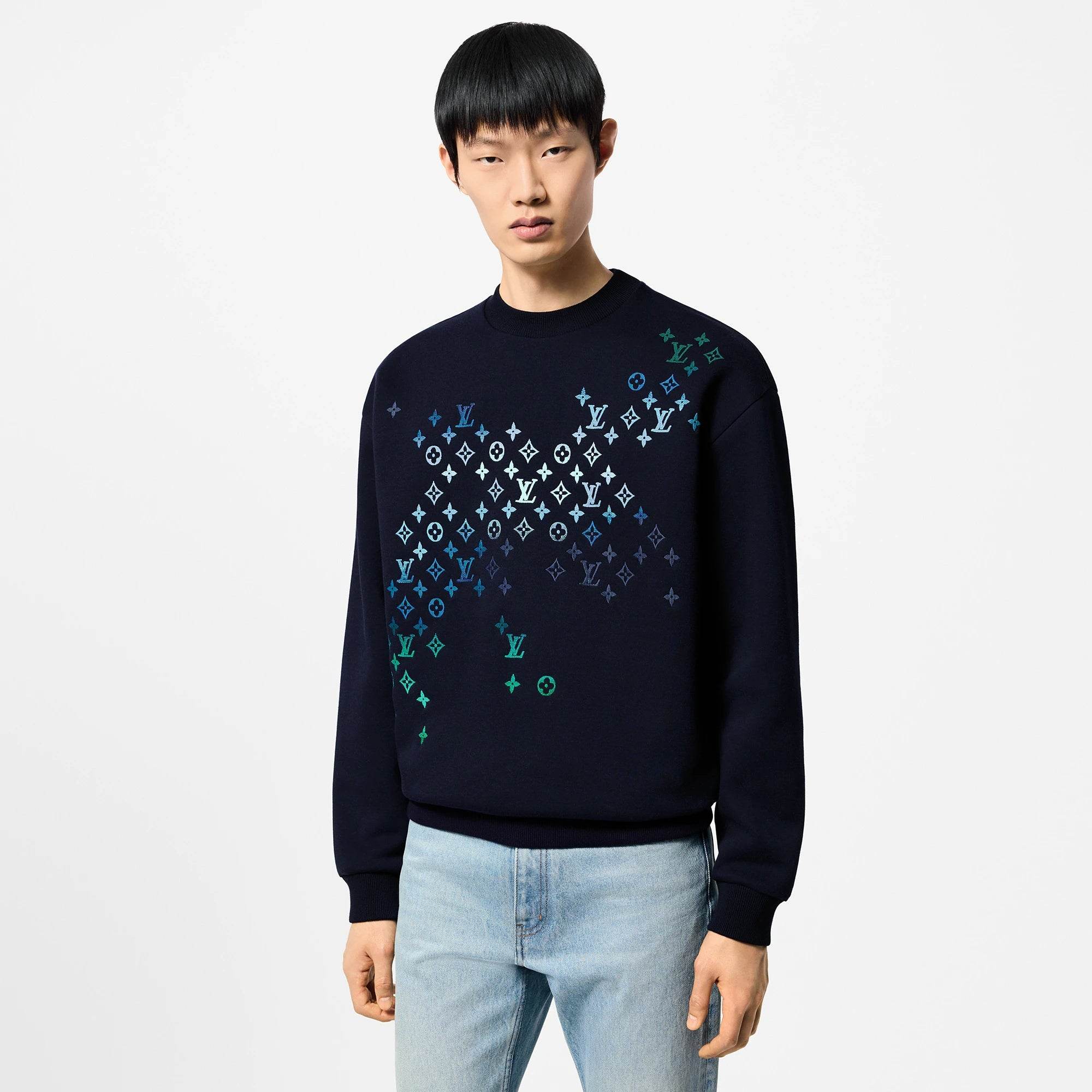 Embroidered cotton LV Sweatshirt Navy - Amoda