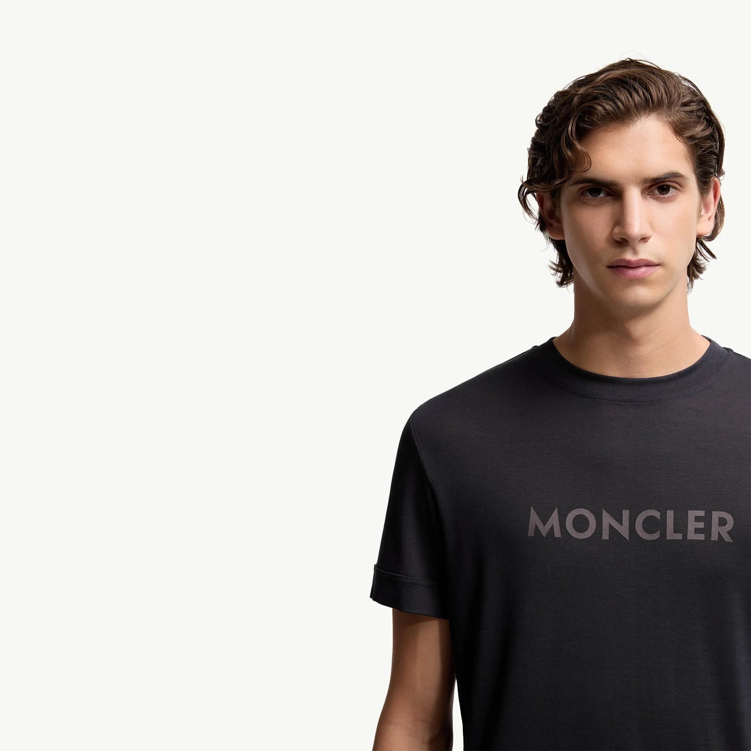 Moncler cotton T shirt Black, with black Badge on left Arm - Amoda