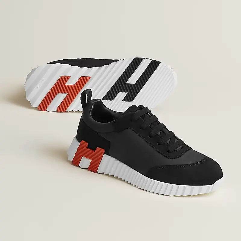 Hermes Black & White Bouncing sneakers Orange&Black H on the sole - Amoda