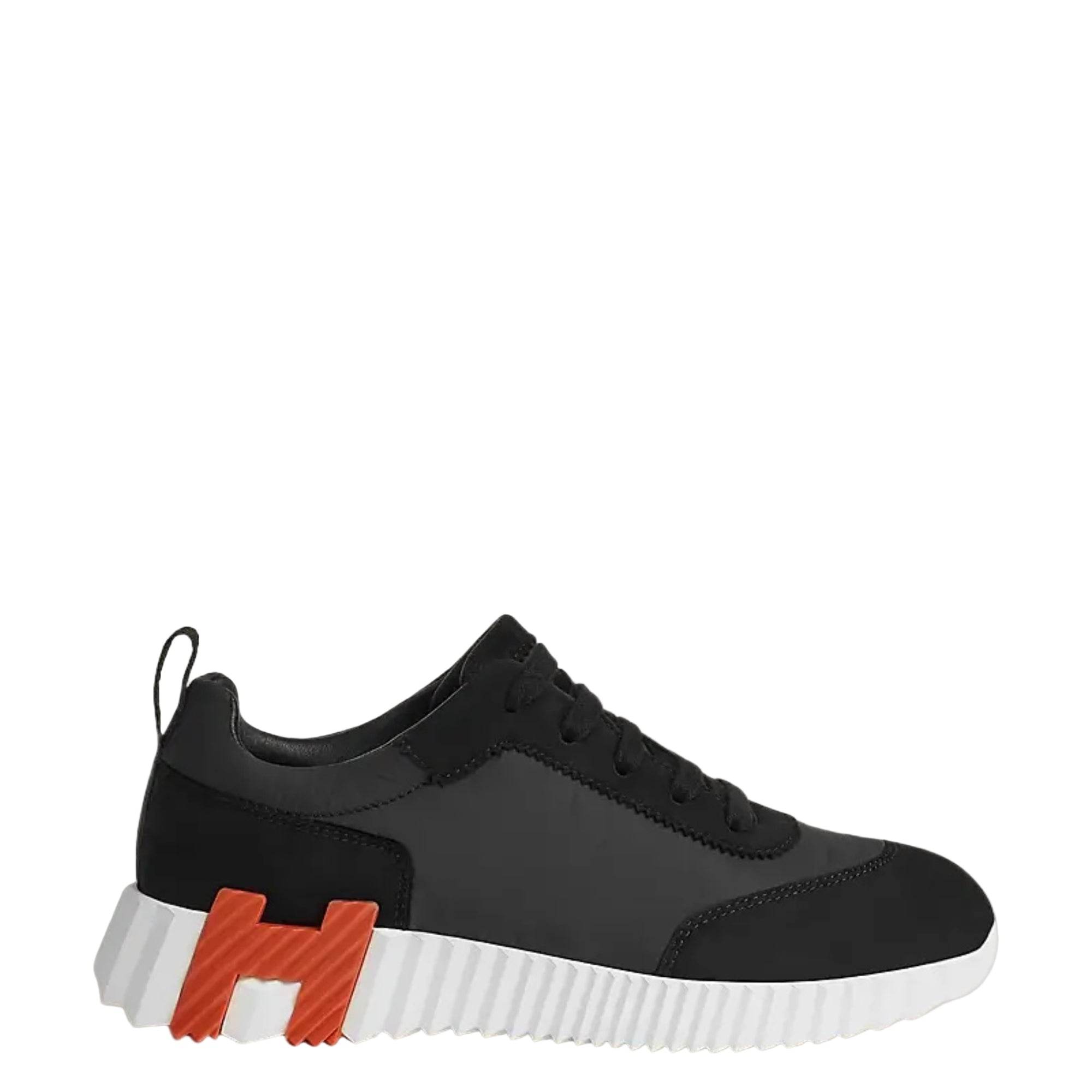 Hermes Black & White Bouncing sneakers Orange&Black H on the sole - Amoda